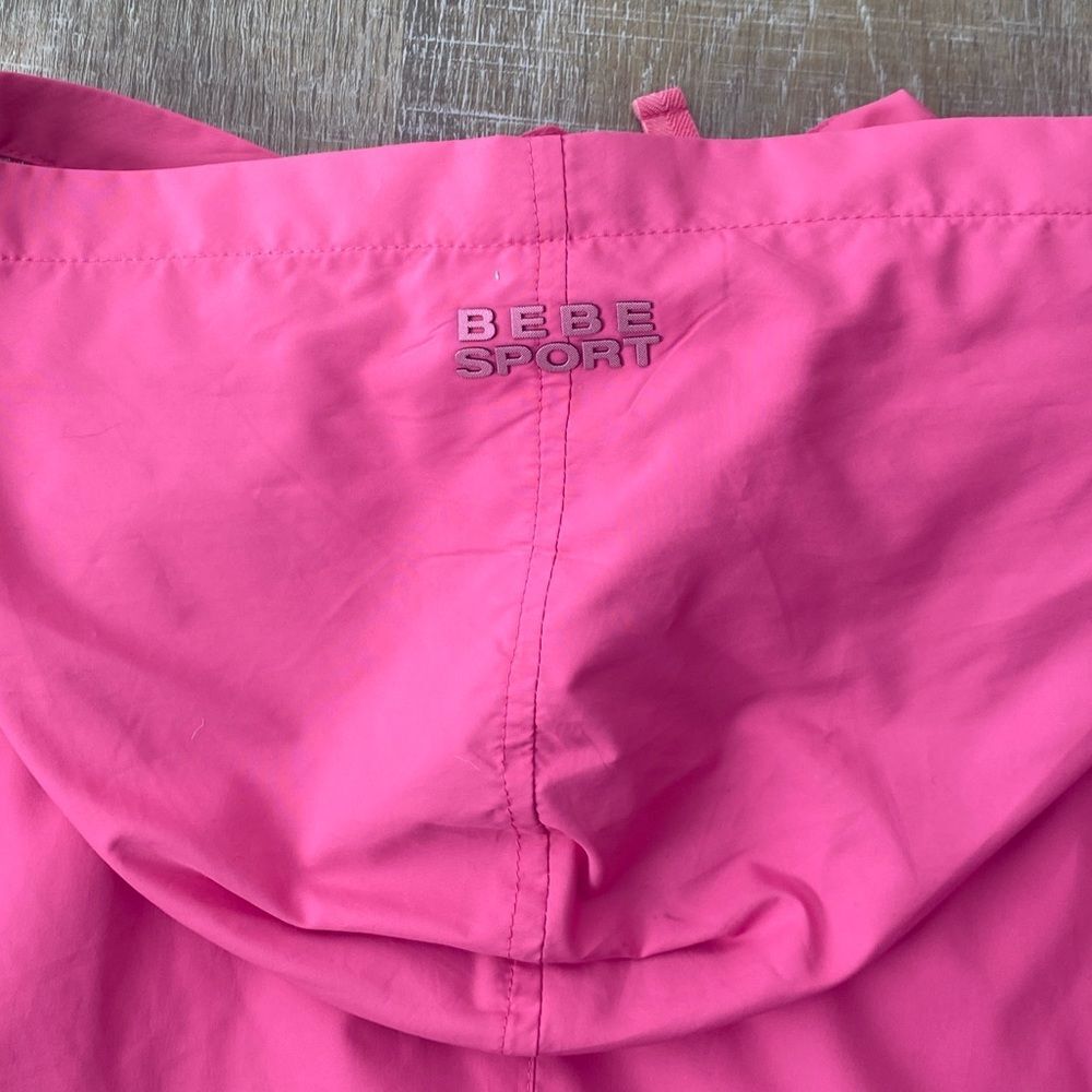 Bebe Sport Relaxed-Fit Hooded Jacket Pink Womens L Large Lightweight Windbreaker - Picture 7 of 13
